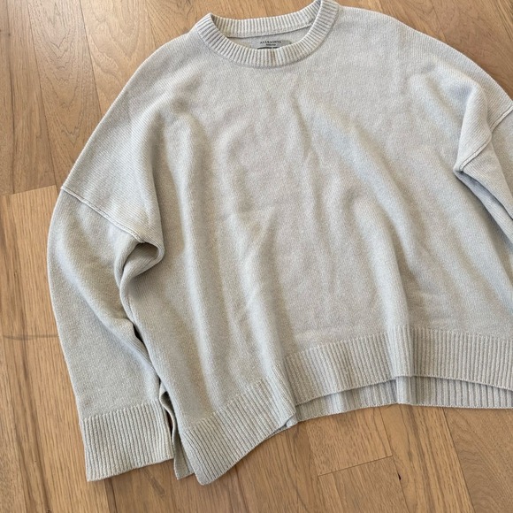 AllSaints Kasha Crew Sweater Women M 100% Cashmere Oversized Beige Taupe $289 - Picture 1 of 9